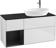 Тумба под раковину Villeroy & Boch Finion 120х50,1 см с подсветкой МДФ белый матовый лак/стекло черное матовое F922PDMT