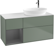 Тумба под раковину Villeroy & Boch Finion 120х50,1 см с подсветкой МДФ оливковый матовый лак/стекло белое матовое F921GKGM