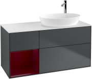 Тумба под раковину Villeroy & Boch Finion 120х50,1 см с подсветкой МДФ темно-синий матовый лак/стекло белое матовое F921HBHG