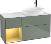 Тумба под раковину Villeroy & Boch Finion 120х50,1 см с подсветкой МДФ оливковый матовый лак/стекло белое матовое F921HFGM