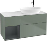 Тумба под раковину Villeroy & Boch Finion 120х50,1 см с подсветкой МДФ оливковый матовый лак/стекло белое матовое F921HGGM