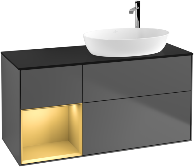 Тумба под раковину Villeroy & Boch Finion 120х50,1 см с подсветкой МДФ антрацит матовый лак/стекло черное матовое F922HFGK