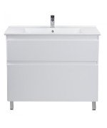 Тумба Мойдодыр Палермо 100-U с раковиной Creavit Su-100 ДСП/МДФ белый глянец 00-00004250