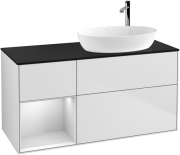 Тумба під раковину Villeroy & Boch Finion 120х50,1 см із підсвічуванням МДФ білий матовий лак/скло чорне матове F922MTMT