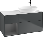 Тумба під раковину Villeroy & Boch Finion 120х50,1 см із підсвічуванням МДФ темно-синій матовий лак/скло біле матове F921GKHG