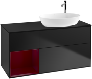 Тумба під раковину Villeroy & Boch Finion 120х50,1 см з підсвічуванням МДФ чорний матовий лак/скло чорне матове F922HBPD