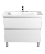 Тумба Мойдодыр Палермо 90-U с раковиной Creavit ID-90 ДСП/МДФ белый глянец 00-00004170