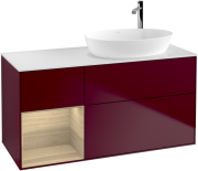 Тумба під раковину Villeroy & Boch Finion 120х50,1 см з підсвічуванням МДФ півонія матовий лак/скло біле матове F921PCHB