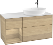 Тумба під раковину Villeroy & Boch Finion 120х50,1 см із підсвічуванням МДФ шпон дуба/скло біле матове F921PCPC