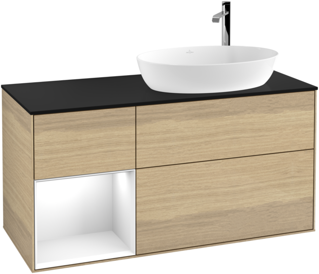 Тумба под раковину Villeroy & Boch Finion 120х50,1 см с подсветкой МДФ шпон дуба/стекло белое матовое F922GFPC