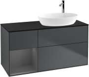 Тумба под раковину Villeroy & Boch Finion 120х50,1 см с подсветкой МДФ темно-синий матовый лак/стекло черное матовое F922GKHG