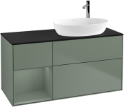 Тумба под раковину Villeroy & Boch Finion 120х50,1 см с подсветкой МДФ оливковый матовый лак/стекло черное матовое F922GMGM