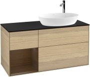 Тумба под раковину Villeroy & Boch Finion 120х50,1 см с подсветкой МДФ шпон дуба/стекло черное матовое F922GNPC