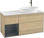 Тумба под раковину Villeroy & Boch Finion 120х50,1 см с подсветкой МДФ шпон дуба/стекло белое матовое F921HGPC