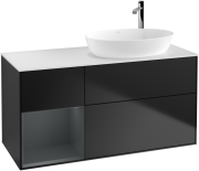 Тумба под раковину Villeroy & Boch Finion 120х50,1 см с подсветкой МДФ черный матовый лак/стекло белое матовое F921HGPD