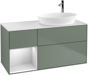 Тумба под раковину Villeroy & Boch Finion 120х50,1 см с подсветкой МДФ оливковый матовый лак/стекло белое матовое F921MTGM