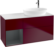 Тумба под раковину Villeroy & Boch Finion 120х50,1 см с подсветкой МДФ пион матовый лак/стекло белое матовое F921HGHB