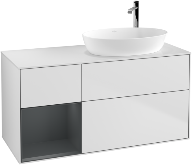 Тумба під раковину Villeroy & Boch Finion 120х50,1 см із підсвічуванням МДФ білий матовий лак/скло біле матове F921HGMT