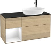 Тумба под раковину Villeroy & Boch Finion 120х50,1 см с подсветкой МДФ шпон дуба/стекло белое матовое F922GFPC