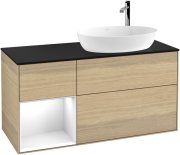 Тумба під раковину Villeroy & Boch Finion 120х50,1 см із підсвічуванням МДФ шпон дуба/скло біле матове F922GFPC