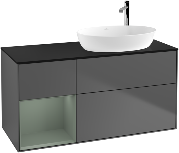 Тумба під раковину Villeroy & Boch Finion 120х50,1 см з підсвічуванням антрацит матовий лак/скло чорне матове F922GMGK