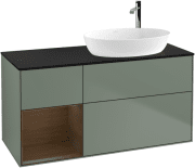 Тумба под раковину Villeroy & Boch Finion 120х50,1 см с подсветкой МДФ оливковый матовый лак/стекло черное матовое F922GNGM