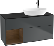 Тумба під раковину Villeroy & Boch Finion 120х50,1 см із підсвічуванням МДФ темно-синій матовий лак/скло чорне матове F922GNHG