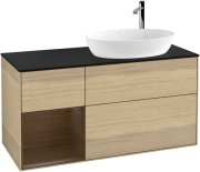 Тумба под раковину Villeroy & Boch Finion 120х50,1 см с подсветкой МДФ шпон дуба/стекло черное матовое F922GNPC