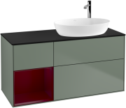 Тумба під раковину Villeroy & Boch Finion 120х50,1 см із підсвічуванням МДФ оливковий матовий лак/скло чорне матове F922HBGM