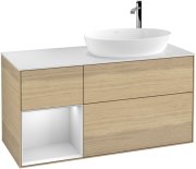 Тумба під раковину Villeroy & Boch Finion 120х50,1 см із підсвічуванням МДФ шпон дуба/скло біле матове F921MTPC