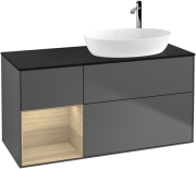 Тумба под раковину Villeroy & Boch Finion 120х50,1 см с подсветкой МДФ антрацит матовый лак/стекло черное матовое F922PCGK