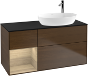 Тумба под раковину Villeroy & Boch Finion 120х50,1 см с подсветкой МДФ шпон грецкого ореха/стекло черное матовое F922PCGN