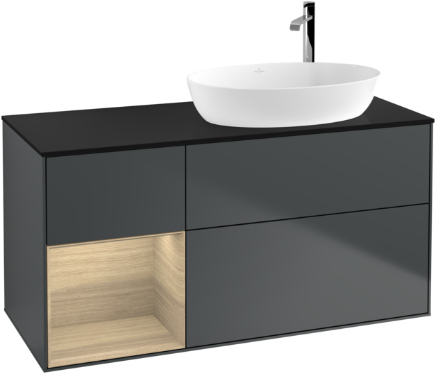 Тумба под раковину Villeroy & Boch Finion 120х50,1 см с подсветкой МДФ темно-синий матовый лак/стекло черное матовое F922PCHG