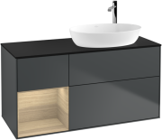 Тумба под раковину Villeroy & Boch Finion 120х50,1 см с подсветкой МДФ темно-синий матовый лак/стекло черное матовое F922PCHG