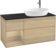 Тумба под раковину Villeroy & Boch Finion 120х50,1 см с подсветкой МДФ шпон дуба/стекло черное матовое F922PCPC