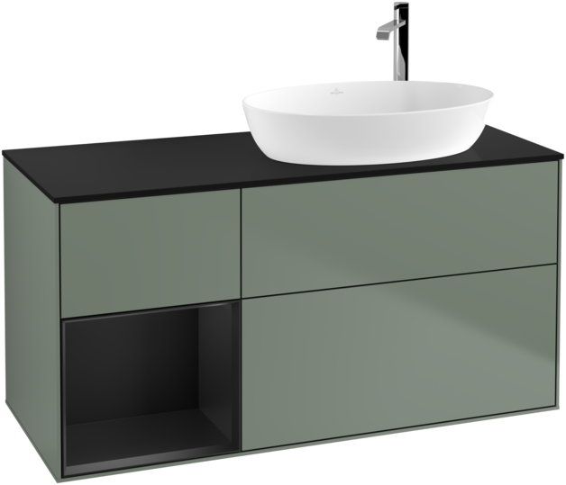 Тумба под раковину Villeroy & Boch Finion 120х50,1 см с подсветкой МДФ оливковый матовый лак/стекло черное матовое F922PDGM