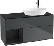 Тумба під раковину Villeroy & Boch Finion 120х50,1 см із підсвічуванням МДФ темно-синій матовий лак/скло чорне матове F922PDHG