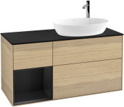 Тумба под раковину Villeroy & Boch Finion 120х50,1 см с подсветкой МДФ шпон дуба/стекло черное матовое F922PDPC