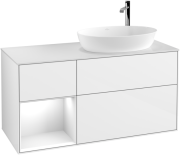 Тумба под раковину Villeroy & Boch Finion 120х50,1 см с подсветкой МДФ глянцевый белый лак/стекло белое матовое G921GFGF