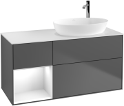 Тумба под раковину Villeroy & Boch Finion 120х50,1 см с подсветкой МДФ антрацит матовый лак/стекло белое матовое G921GFGK