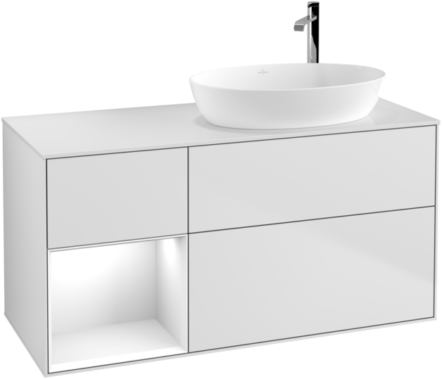 Тумба под раковину Villeroy & Boch Finion 120х50,1 см с подсветкой МДФ белый матовый лак/стекло белое матовое G921GFMT