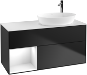 Тумба под раковину Villeroy & Boch Finion 120х50,1 см с подсветкой МДФ черный матовый лак/стекло белое матовое G921GFPD