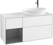 Тумба под раковину Villeroy & Boch Finion 120х50,1 см с подсветкой МДФ глянцевый белый лак/стекло белое матовое G921GKGF