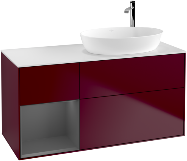 Тумба под раковину Villeroy & Boch Finion 120х50,1 см с подсветкой МДФ пион матовый лак/стекло белое матовое G921GKHB