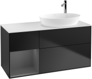 Тумба под раковину Villeroy & Boch Finion 120х50,1 см с подсветкой МДФ черный матовый лак/стекло белое матовое G921GKPD