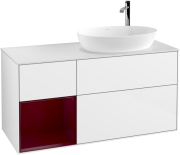 Тумба под раковину Villeroy & Boch Finion 120х50,1 см с подсветкой МДФ глянцевый белый лак/стекло белое матовое G921HBGF