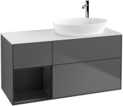 Тумба під раковину Villeroy & Boch Finion 120х50,1 см з підсвічуванням антрацит матовий лак/скло біле матове G921PDGK