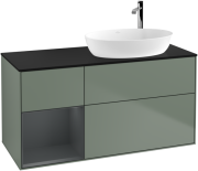 Тумба под раковину Villeroy & Boch Finion 120х50,1 см с подсветкой МДФ оливковый матовый лак/стекло черное матовое F922HGGM