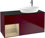 Тумба під раковину Villeroy & Boch Finion 120х50,1 см з підсвічуванням МДФ півонія матовий лак/скло чорне матове F922PCHB