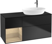 Тумба під раковину Villeroy & Boch Finion 120х50,1 см з підсвічуванням МДФ чорний матовий лак/скло чорне матове F922PCPD